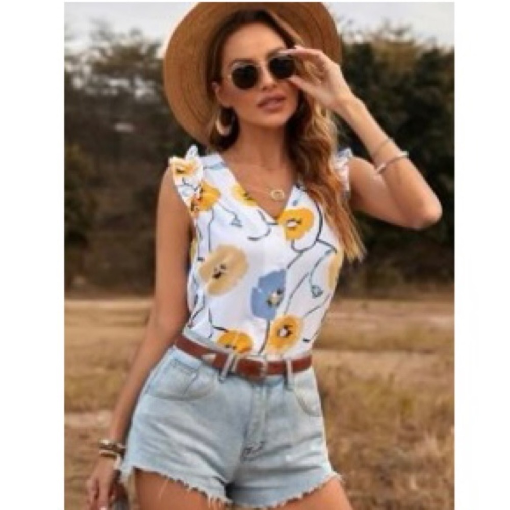 Floral button down tank